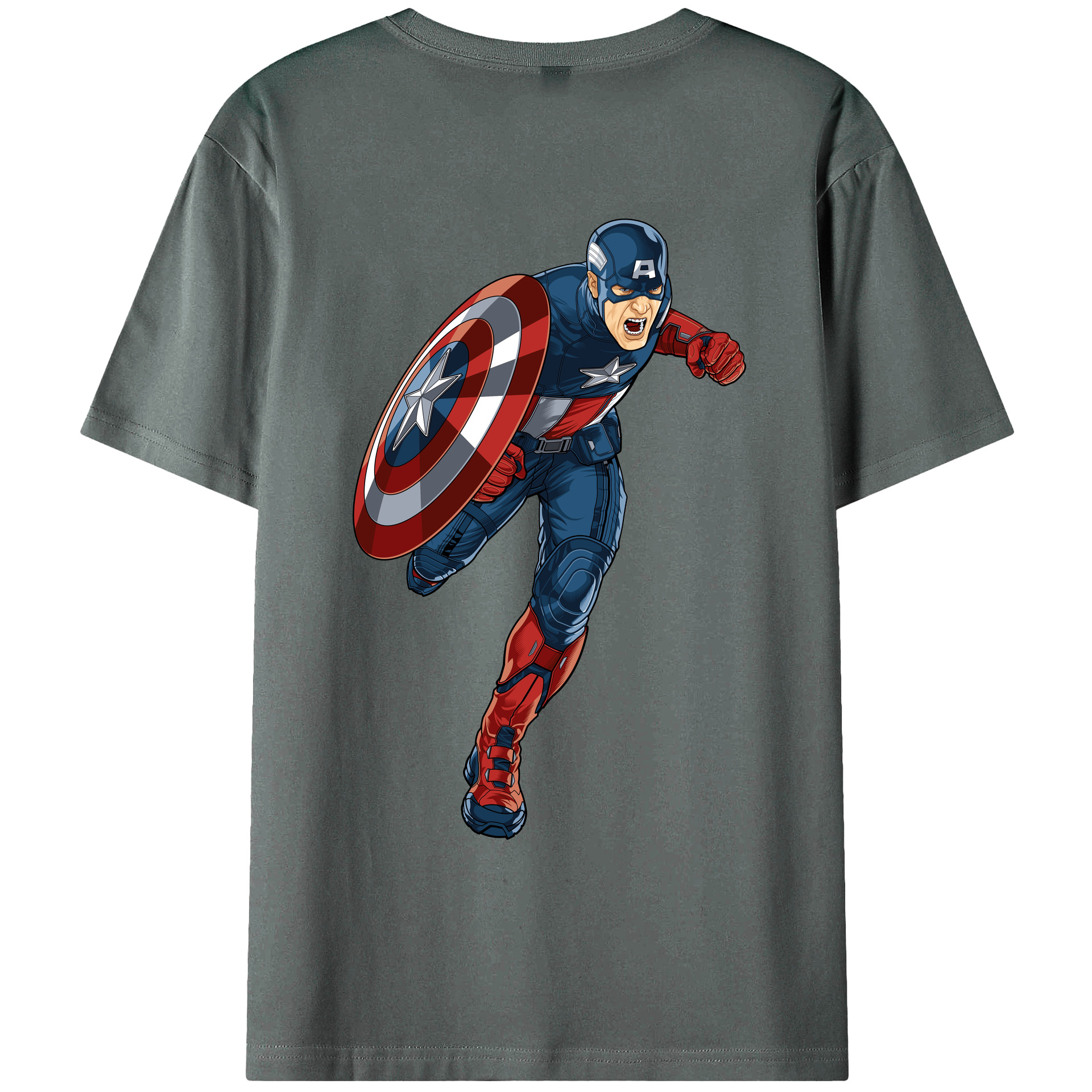 （画像用） アベンジャーズ The Avengers 綿100％ メンズ半袖Tシャツ（バックプリント） 通気性